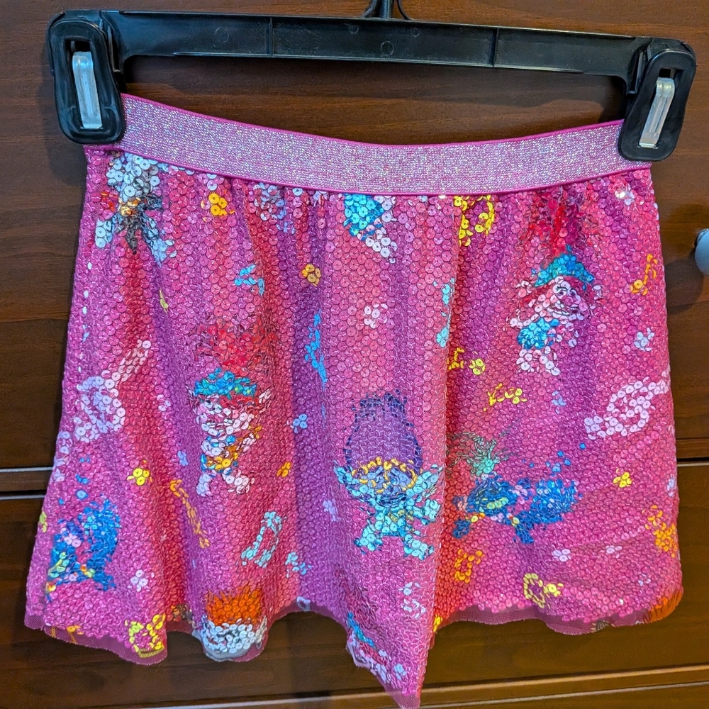 Dreamworks Trolls World Tour Pink Skirt Sequin Sz 7/8